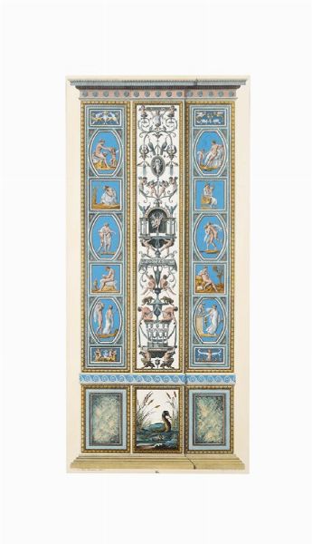 Quattro incisioni acquerellate delle logge vaticane di Raffaello, da Giovanni Volpato, XVIII-XIX secolo  - Asta Antiquariato - Associazione Nazionale - Case d'Asta italiane