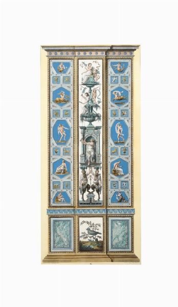Quattro incisioni acquerellate delle logge vaticane di Raffaello, da Giovanni Volpato, XVIII-XIX secolo  - Asta Antiquariato - Associazione Nazionale - Case d'Asta italiane
