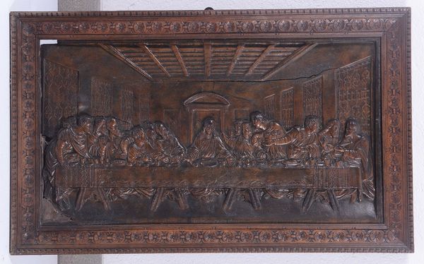 Altorilievo in legno scolpito raffigurante Ultima cena  - Asta Antiquariato - Associazione Nazionale - Case d'Asta italiane