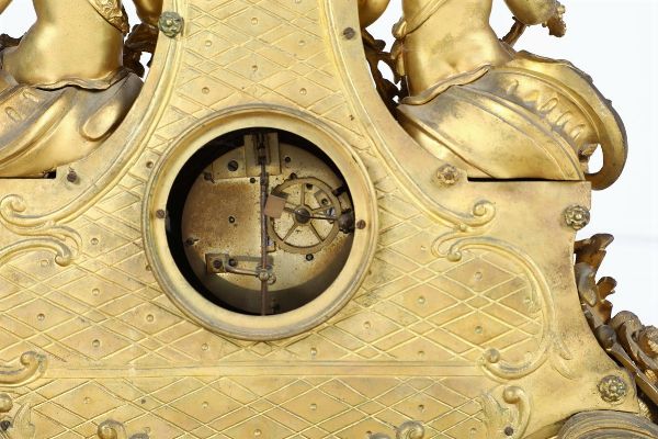 Trittico da camino in bronzo dorato Napoleone III, fine XIX secolo  - Asta Antiquariato - Associazione Nazionale - Case d'Asta italiane