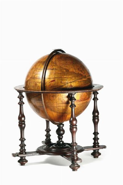 Grande globo terrestre, XIX secolo, da carte di Guglielmo Blaeu  - Asta Antiquariato - Associazione Nazionale - Case d'Asta italiane