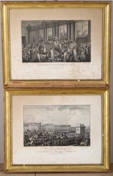 Sei stampe raffiguranti scene storiche francesi, Francia XIX secolo  - Asta Antiquariato - Associazione Nazionale - Case d'Asta italiane