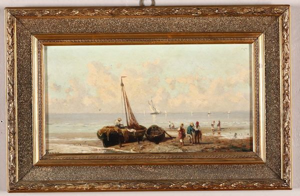Coppia di dipinti con scene costiere  - Asta Antiquariato - Associazione Nazionale - Case d'Asta italiane