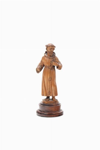 San Francesco in legno di bosso, XVIII secolo  - Asta Antiquariato - Associazione Nazionale - Case d'Asta italiane