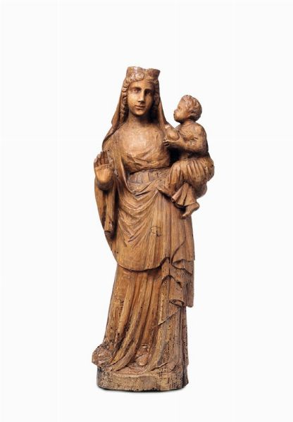 Madonna con Bambino in legno  - Asta Antiquariato - Associazione Nazionale - Case d'Asta italiane