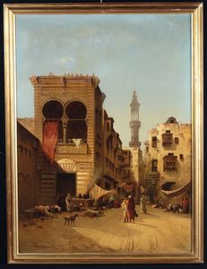 Kaufmann Karl - Veduta di un vicolo del Cairo, 1885