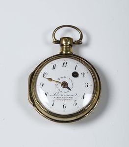 Orologio da tasca in argento dorato firmato Lemiraux con calendario, fine XVIII secolo  - Asta Antiquariato - Associazione Nazionale - Case d'Asta italiane