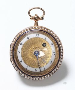 Orologio da tasca in oro e perle di piccole dimensioni  - Asta Antiquariato - Associazione Nazionale - Case d'Asta italiane