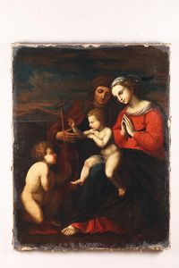 Madonna con Bambino Sant'Anna e San Giovannino  - Asta Antiquariato - Associazione Nazionale - Case d'Asta italiane