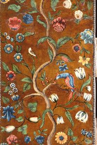Paravento a quattro pannelli in cuoio lavorato a mano e dipinto in policromia, XVII secolo  - Asta Antiquariato - Associazione Nazionale - Case d'Asta italiane