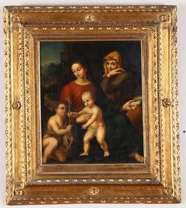 Madonna con Bambino con S. Giovannino e S. Anna  - Asta Antiquariato - Associazione Nazionale - Case d'Asta italiane