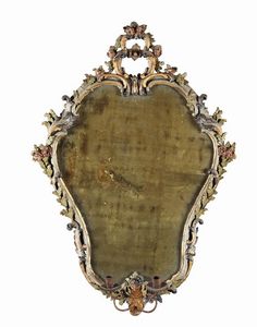 Coppia di specchiere in legno intagliato e dipinto, Veneto XVIII secolo  - Asta Antiquariato - Associazione Nazionale - Case d'Asta italiane