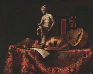 Bettera Bartolomeo - Natura morta con strumenti musicali e scultura