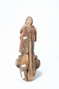 Figura di orante in legno policromo, scultore del XVII secolo  - Asta Antiquariato - Associazione Nazionale - Case d'Asta italiane