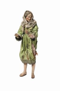 Figura femminile in legno e imbottitura, Napoli XVIII-XIX secolo  - Asta Antiquariato - Associazione Nazionale - Case d'Asta italiane