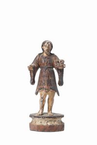San Giovanni Battista in legno policromo, intagliatore del XVII-XVIII secolo  - Asta Antiquariato - Associazione Nazionale - Case d'Asta italiane
