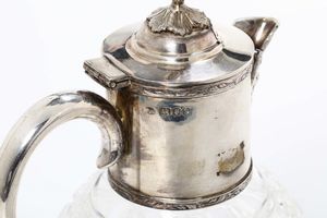 Brocca in argento e vetro, Londra XX secolo  - Asta Antiquariato - Associazione Nazionale - Case d'Asta italiane