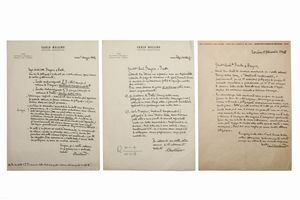MOLLINO CARLO (1905 - 1973) - Tre lettere autografe indirizzate agli architetti Enrico Freyrie e Guido Frette