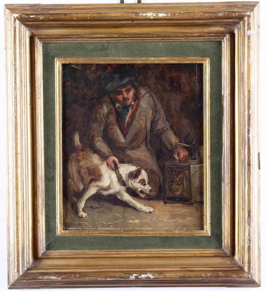 Scuola del XIX secolo Uomo con cane  - Asta Dipinti Antichi - Associazione Nazionale - Case d'Asta italiane