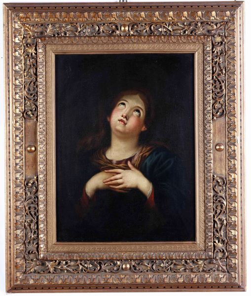 Scuola del XVII secolo Madonna orante  - Asta Dipinti Antichi - Associazione Nazionale - Case d'Asta italiane