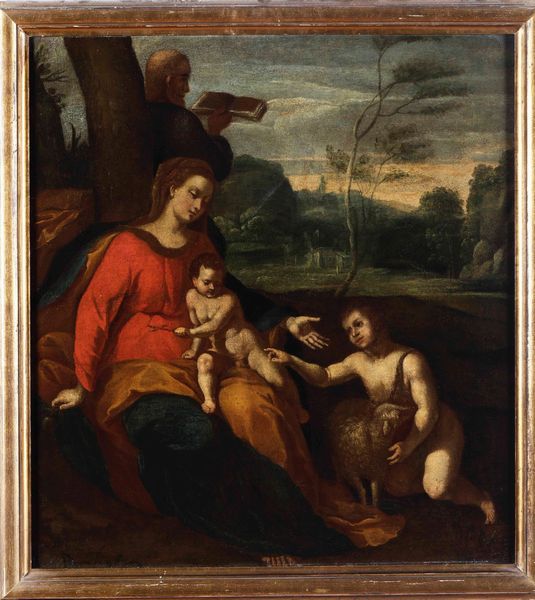 Scuola italiana del XVII secolo Sacra Famiglia con San Giovanino  - Asta Dipinti Antichi - Associazione Nazionale - Case d'Asta italiane