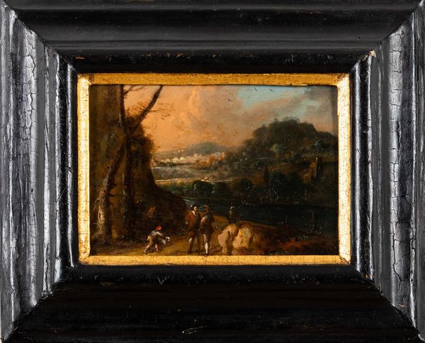 Scuola del XVIII secolo Paesaggi con scene di genere  - Asta Dipinti Antichi - Associazione Nazionale - Case d'Asta italiane