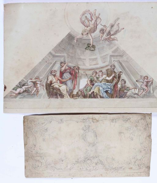 Scuola del XIX secolo Studi di affreschi  - Asta Dipinti Antichi - Associazione Nazionale - Case d'Asta italiane