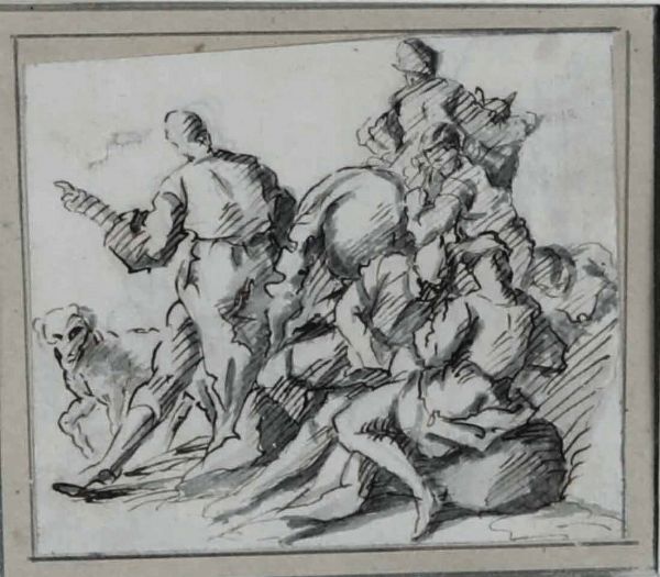Scuola italiana del XVIII secolo Figure di cacciatori con cane  - Asta Dipinti Antichi - Associazione Nazionale - Case d'Asta italiane