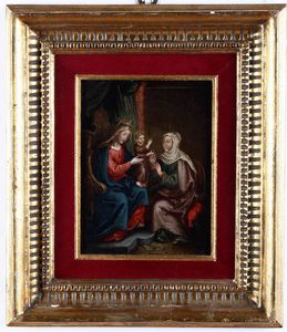 Scuola del XVII secolo Madonna con Bambino e Sant'Anna  - Asta Dipinti Antichi - Associazione Nazionale - Case d'Asta italiane