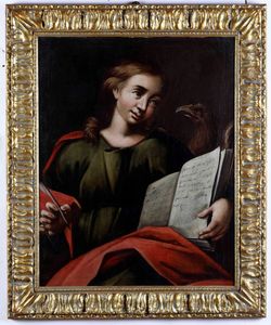 Scuola del XVIII secolo San Giovanni evangelista  - Asta Dipinti Antichi - Associazione Nazionale - Case d'Asta italiane