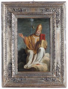 Scuola del XVII secolo Papa Gregorio I  - Asta Dipinti Antichi - Associazione Nazionale - Case d'Asta italiane