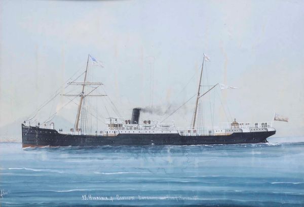 L. Roberto Ritratto della SS. Hispania entering the bay of Naples, 1889  - Asta Arte Marinara e Strumenti Scientifici - Associazione Nazionale - Case d'Asta italiane