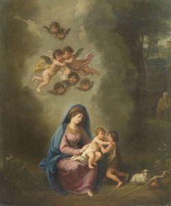 Francesco Zuccarelli - Madonna col Bambino, San Giovannino, Cherubini e Santo