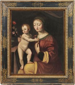 Scuola lombarda fine XVI secolo - Madonna col Bambino