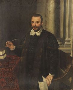 Francesco Bassano il Giovane (attr. a) - Ritratto di gentiluomo che scrive una lettera