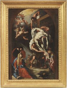 Scuola napoletana fine XVII secolo - Deposizione dalla Croce