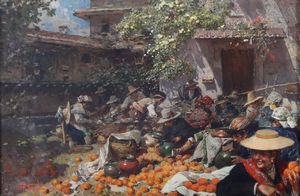 ,Riccardo Pellegrini : Los naranjeros de Sevilla, 1912  - Asta Dipinti del XIX e XX Secolo - Associazione Nazionale - Case d'Asta italiane