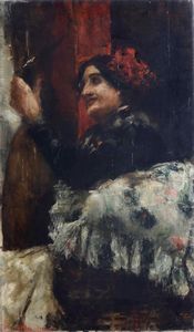 ,Antonio Mancini - Ritratto di donna
