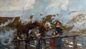 ,Ettore Tito - Figure con cavalli