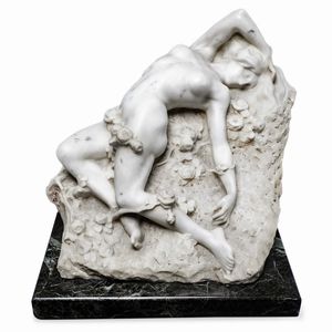 G. Petternella Figura di giovane donna nuda con rose sparse, 1920  - Asta Scultura del XIX e XX secolo - Associazione Nazionale - Case d'Asta italiane