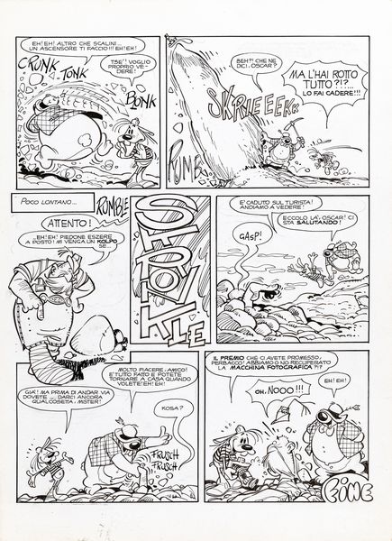 ,Giorgio Cavazzano : Oscar e Tango - Alpinisti  - Asta Fumetti: tavole e illustrazioni originali - Associazione Nazionale - Case d'Asta italiane