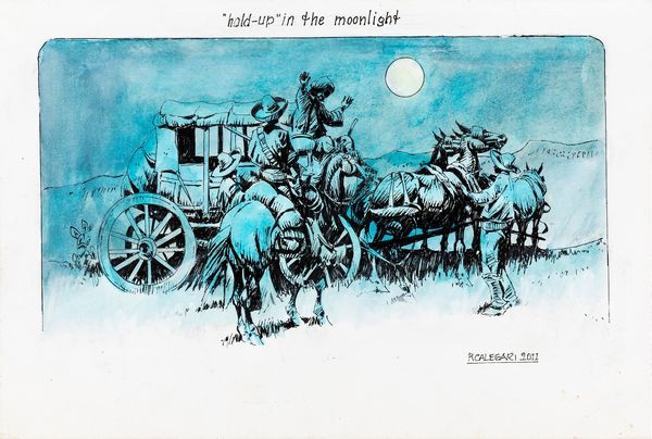 ,Renzo Calegari : Hold-up in the moonlight  - Asta Fumetti: tavole e illustrazioni originali - Associazione Nazionale - Case d'Asta italiane
