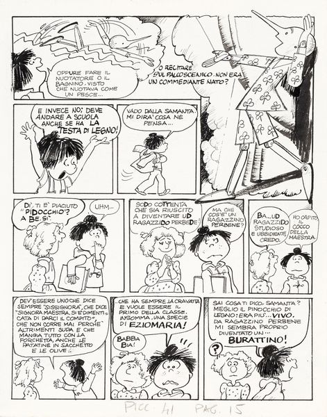,Grazia Nidasio : Stefi: leggere Pinocchio  - Asta Fumetti: tavole e illustrazioni originali - Associazione Nazionale - Case d'Asta italiane