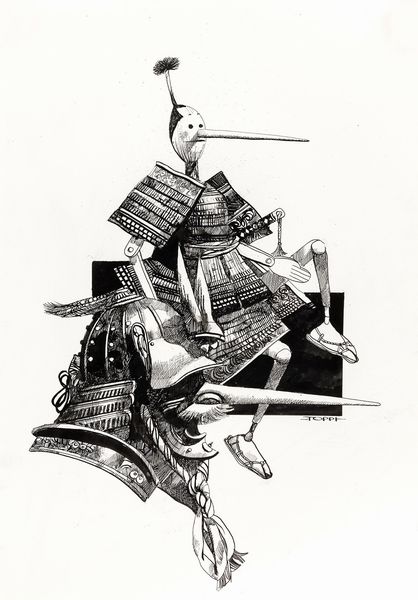 ,Sergio Toppi : Pinocchio samurai  - Asta Fumetti: tavole e illustrazioni originali - Associazione Nazionale - Case d'Asta italiane