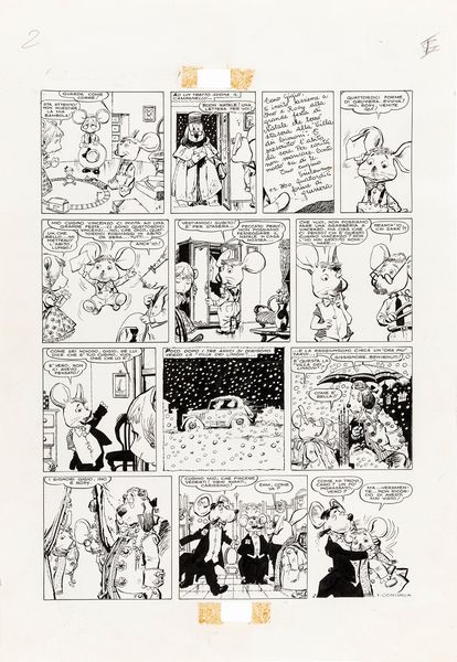,Dino Battaglia : Topo Gigio - Lo strano invito  - Asta Fumetti: tavole e illustrazioni originali - Associazione Nazionale - Case d'Asta italiane