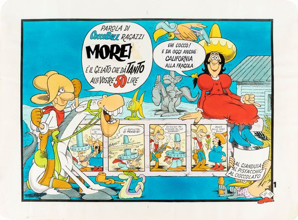 ,Benito Jacovitti : Cocco Bill: gelato Moreno  - Asta Fumetti: tavole e illustrazioni originali - Associazione Nazionale - Case d'Asta italiane