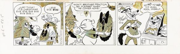 ,Floyd Gottfredson : Three Little Pigs' Christmas Story  - Asta Fumetti: tavole e illustrazioni originali - Associazione Nazionale - Case d'Asta italiane