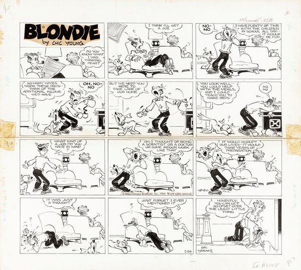 ,Chic Young : Blondie  - Asta Fumetti: tavole e illustrazioni originali - Associazione Nazionale - Case d'Asta italiane