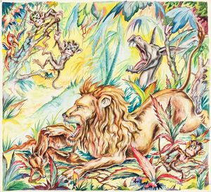 ,L. Lucchetti - Favole esopiane - L'asino e il leone a caccia