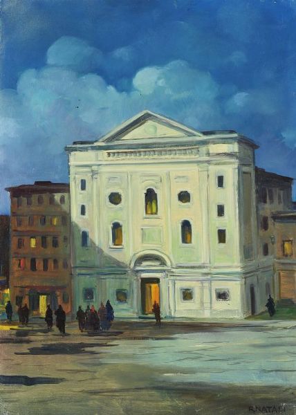 Renato Natali : La Sinagoga di Livorno  - Asta DIPINTI E SCULTURE DEL XIX E XX SECOLO - Associazione Nazionale - Case d'Asta italiane